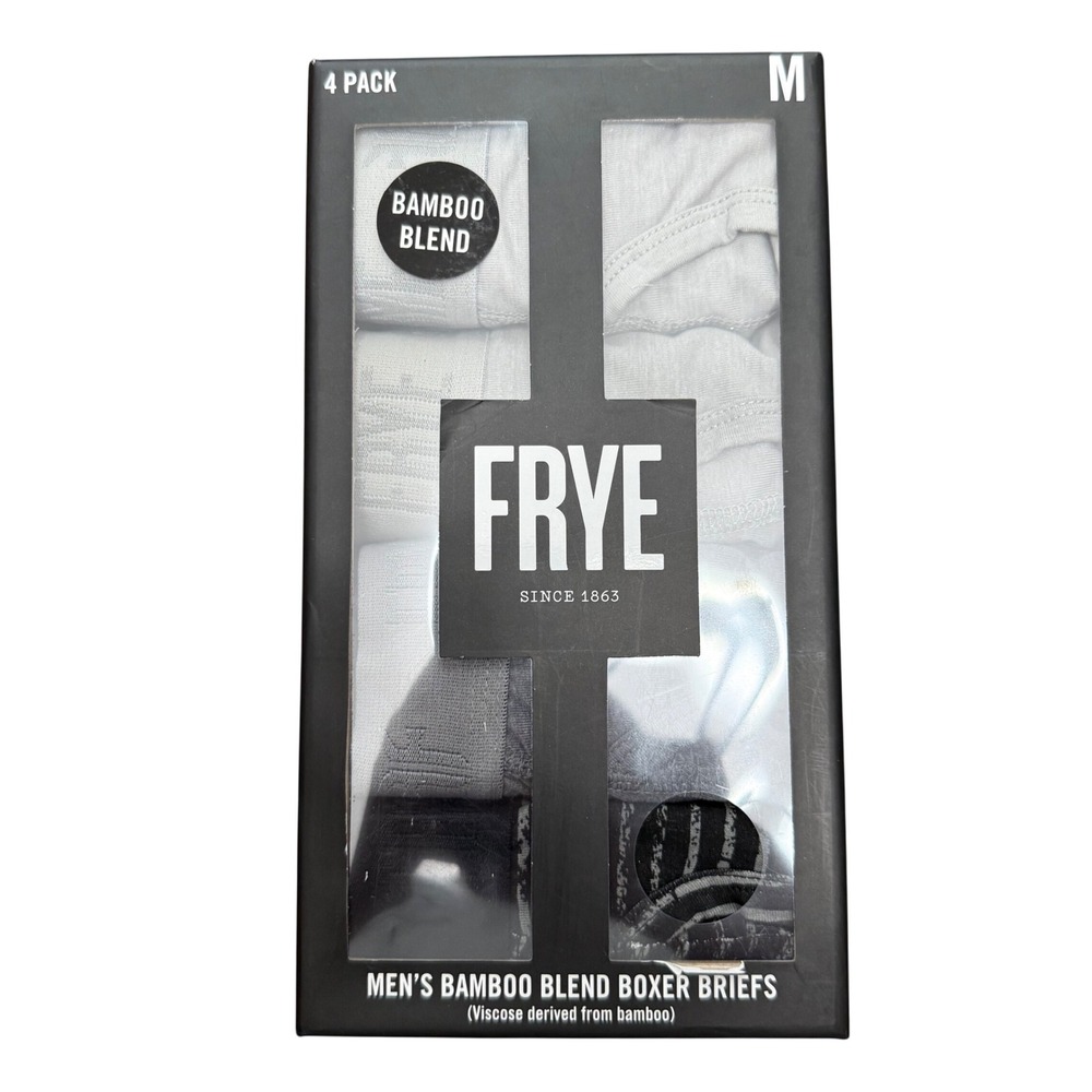 Frye Boxer Briefs Mens Medium Grey Black 4 Pack Bamboo Blend Stretch NIB New